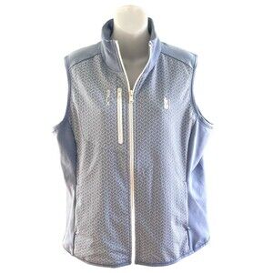 RLX Ralph Lauren Large French Terry Full Zip Blue Vest Zip Pockets Activewear